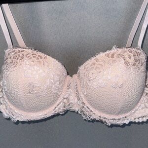 Pink Lace Padded Balconette Bra w/Removable Straps- Size 34A